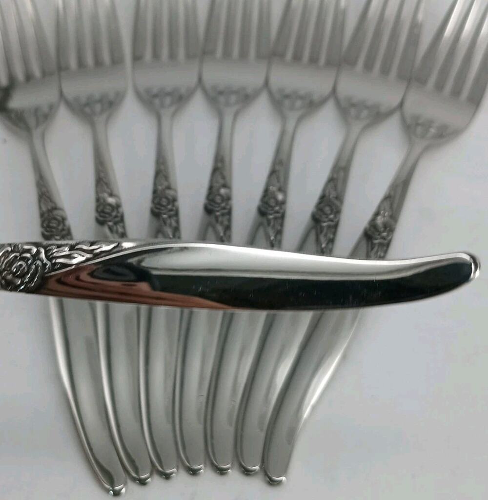 8X DF Oneida LA ROSE Dinner Forks Rogers Premier Stainless